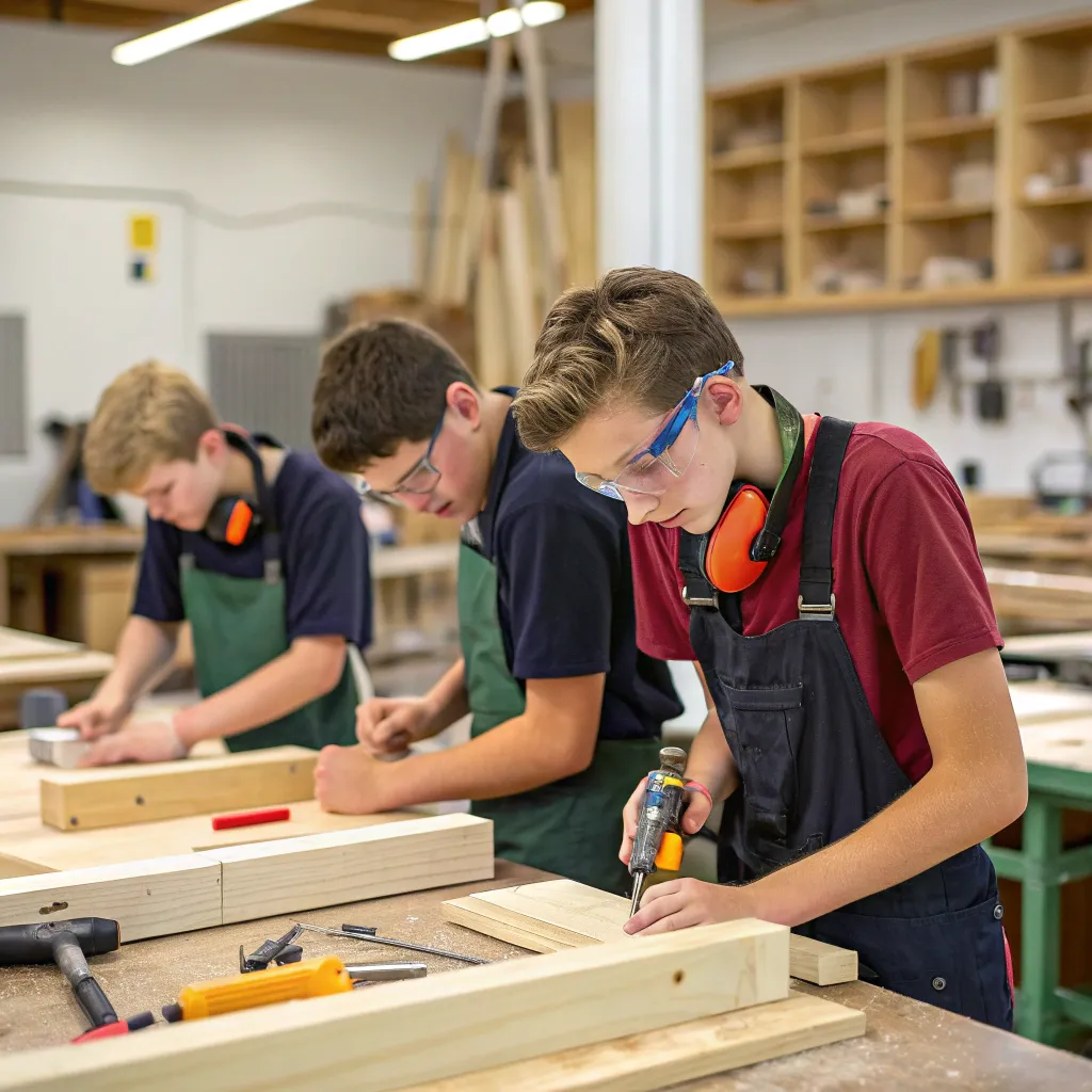 Students in Carpentry Class